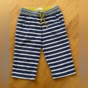 Boden Navy and White Striped Kids Shorts with Yellow Details